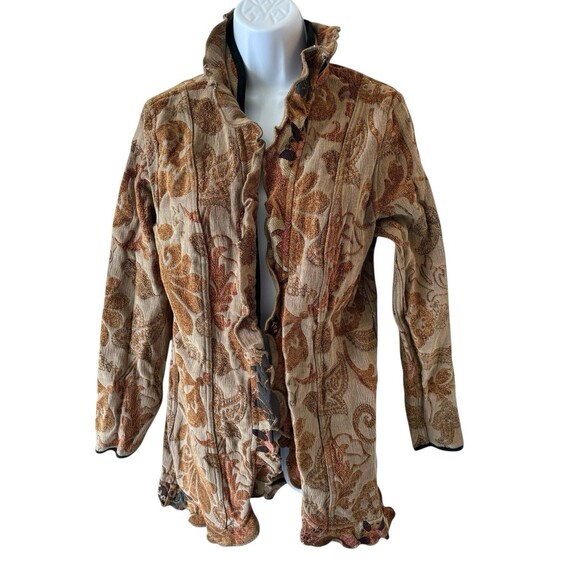 Trimdin S? Brocade Jacket Blazer Wearable Art Floral Reversible Provence Garden - Picture 2 of 14